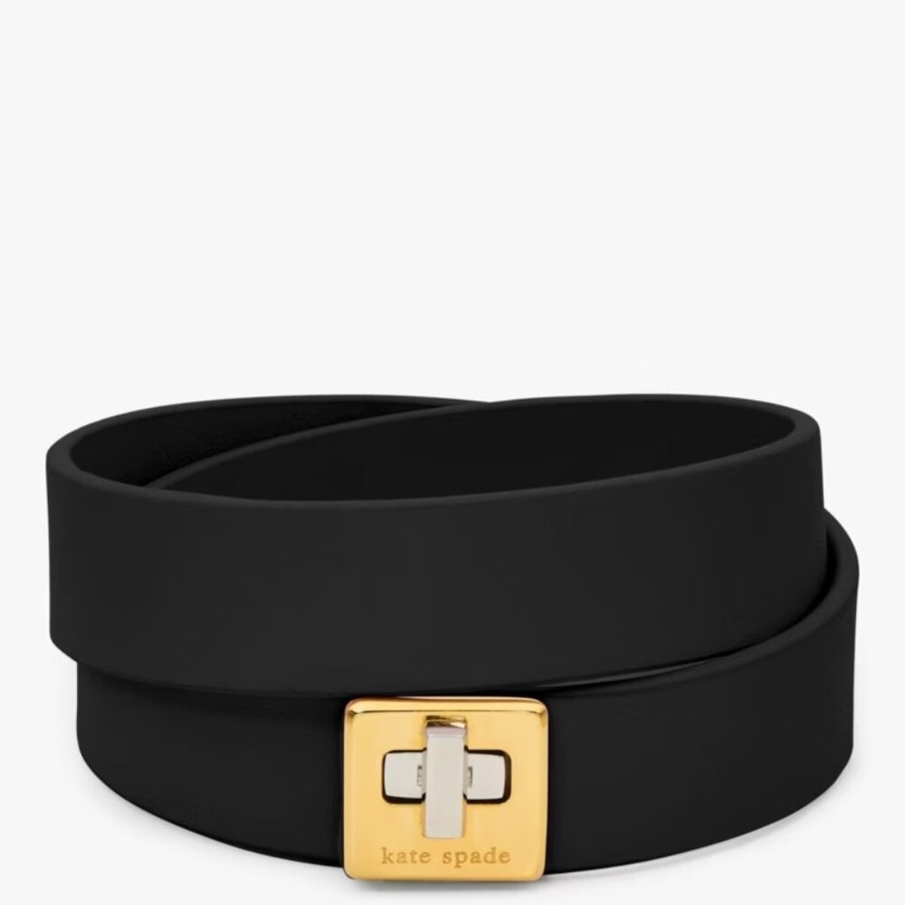 kate spade Black Phoebe Leather Double Wrap Bracelet NWT